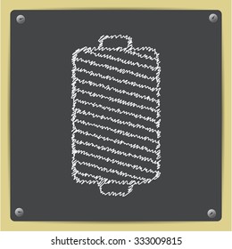 Vector doodle chalk drawn tailor thread bobbin icon on school blackboard 