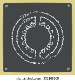 Vector doodle chalk drawn tomato slice icon on school blackboard 