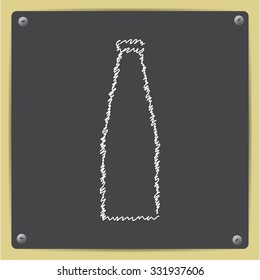 Vector doodle chalk drawn water bottle on school blackboard 