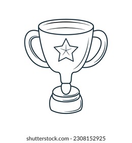 Vector doodle champion trophy cup of winner hand drawn element sketch line style trophy cup