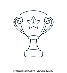 Vector doodle champion trophy cup of winner hand drawn element sketch line style trophy cup