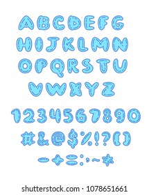 Vector doodle character, number and punctuation marks set 