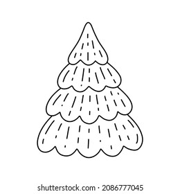 Vector doodle Christmas tree or fir tree isolated on white background.