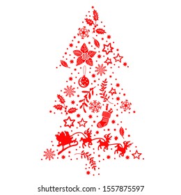 Vector doodle christmas tree.Vector illustration. Doodle style. Ideal for designing cards, invitations, and other printing projects.