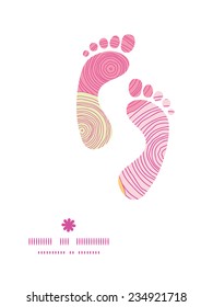 Vector doodle circle texture footprints silhouettes pattern frame