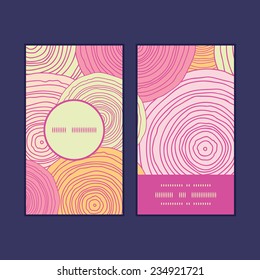 Vector doodle circle texture vertical round frame pattern business cards set