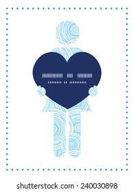 Vector doodle circle water texture woman in love silhouette frame pattern invitation greeting card template