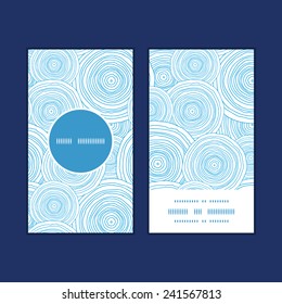 Vector doodle circle water texture vertical round frame pattern business cards set