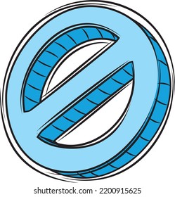 Vector Doodle Of Circular Blue Stop Or Warning Icon. EPS 10 Format. Isolated.