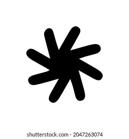 Doodle vectorial orden circular de mandala estrellas de copo de nieve. Ornamento decorativo de estilo étnico oriental para tarjetas de felicitación, texto. Página del libro de colorear para adultos y niños aislados en un icono de fondo blanco.