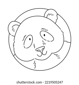 Vector doodle clipart of a panda, coloring page with animal face