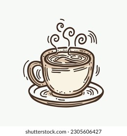 Vector doodle coffe illustration in non-color style. Made with a sketching technique that gives a unique and artistic impression to the image. Suitable for use as decoration on paper products such