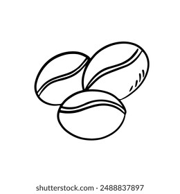 Vector doodle coffee beans. Isolated outline illustration on white background. Design element for menu, logo, cafe, banner, packaging