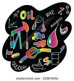 Vector doodle colorful oil and oil slick background, design elements