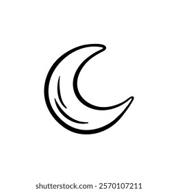 Vector doodle crescent. Hand drawn icon of moon. Sketch illustratoin with magic moon symbol.