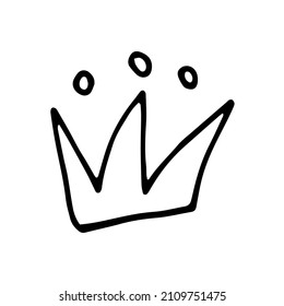 Ilustración de la corona del doodle vectorial. Sencilla corona dibujada a mano aislada.