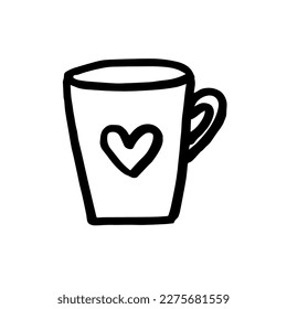 vector doodle cup heart  hand drawing