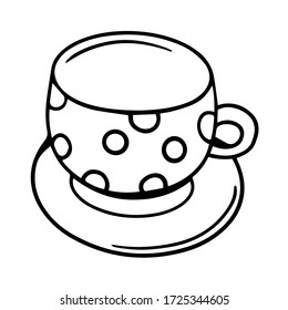 Vector de taza de doodle en platillo con decoración