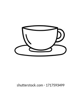 Vector doodle cup of tea. Cooking, kitchen utensils, home elements. hand illustration isolated on white background.