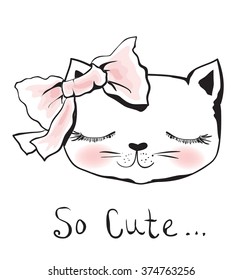 Vector doodle cute cat avatar
