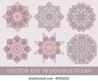 vector doodle cute decorative stars set