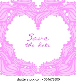 Vector doodle cute heart frame ornament