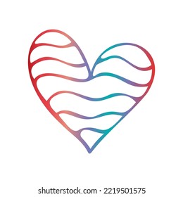 Vector doodle cute rainbow heart. Hand drawn illustration for design on theme of Valentine's Day, love, wedding, feelings, relationships