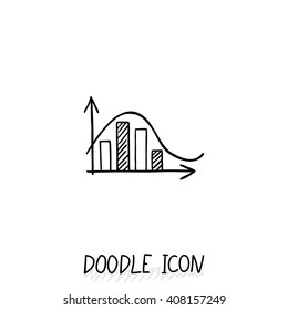 Vector doodle diagram icon. Chart with columns of different size.