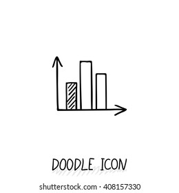 Vector doodle diagram icon. Chart with columns of different size.