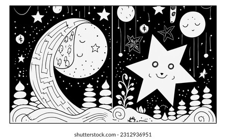 Vector doodle draw, Night Doodle, Lineart