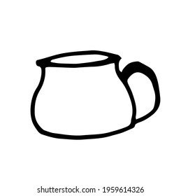Vector doodle drink decanter of beer, for kitchen, café, bar, restaurant, cups of tea, coffee, decanter for water, lemonade, juice, glasses for wine, champagne, brandy, cocktail, martini