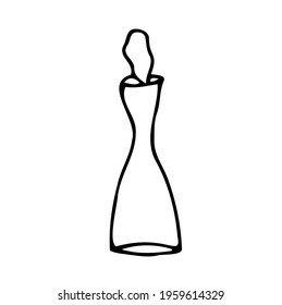 Vector doodle drink decanter of beer, for kitchen, café, bar, restaurant, cups of tea, coffee, decanter for water, lemonade, juice, glasses for wine, champagne, brandy, cocktail, martini