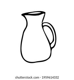 Vector doodle drink decanter of beer, for kitchen, café, bar, restaurant, cups of tea, coffee, decanter for water, lemonade, juice, glasses for wine, champagne, brandy, cocktail, martini