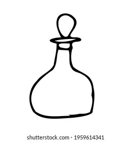 Vector doodle drink decanter of beer, for kitchen, café, bar, restaurant, cups of tea, coffee, decanter for water, lemonade, juice, glasses for wine, champagne, brandy, cocktail, martini