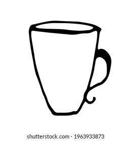 Vector doodle drink glass, for home, kitchen, café, bar, restaurant, cups of tea, coffee, water, lemonade, juice	