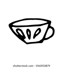Vector doodle drink glass, for home, kitchen, café, bar, restaurant, cups of tea, coffee, water, lemonade, juice	