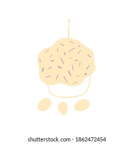 vector doodle easter illustration, cake, simpatic traditional christian pastry, sweet bread, easter eggs, dessert