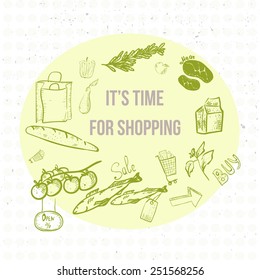 Vector doodle eco shopping banner. 
