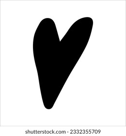 Vector doodle element black heart on white background. hand drawn. Sticker, sticker, symbol, icon for design.