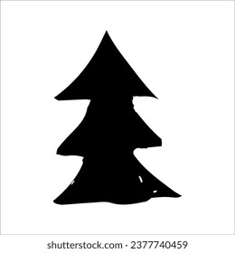 Vector doodle element Christmas tree on a white background. A symbol of winter and New Year. Patterns, stickers, logo.