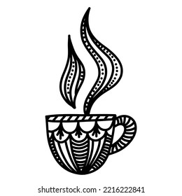 vector doodle element coffee mug with steam.