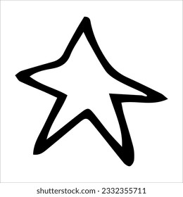 Vector doodle element five pointed star on white background. hand drawn. Sticker, sticker, symbol, icon for design.