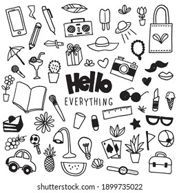 Vector doodle element of object. drawn hand free white and black cartoon 
