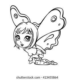 vector doodle elf fairy girl