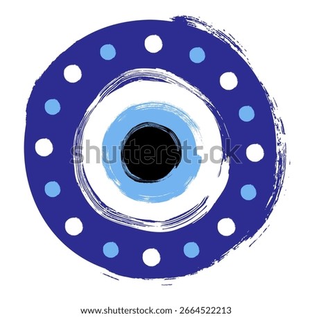 Vector doodle evil eye symbol, Greek talisman charm hand drawn illustration