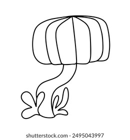 Vector doodle of fantasy mushroom. Outline drawing of a cartoon mushroom. Element for design