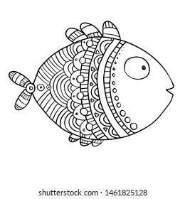 vector doodle fish with ethnic ornament