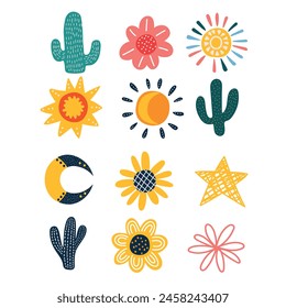 Vector doodle flat clipart. Cute clipart for decoration. Design elements.