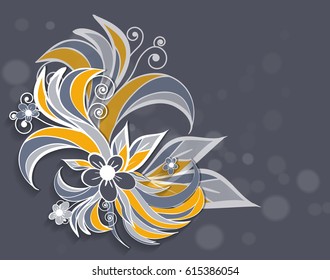 Vector doodle floral background. Hand drawn elements for design. Floral summer illustration. Pattern for design, brochures. Eps10