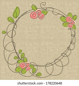 vector doodle floral frame with roses